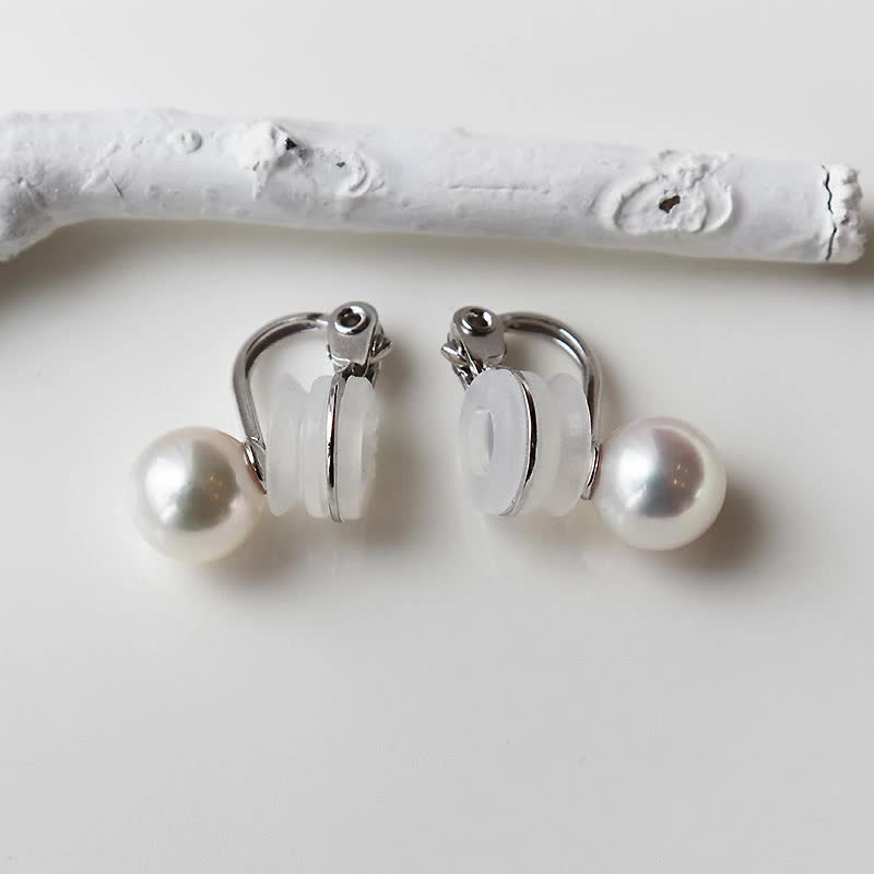 Akoya pearl silver earrings 7.5-8mm pain-resistant earrings