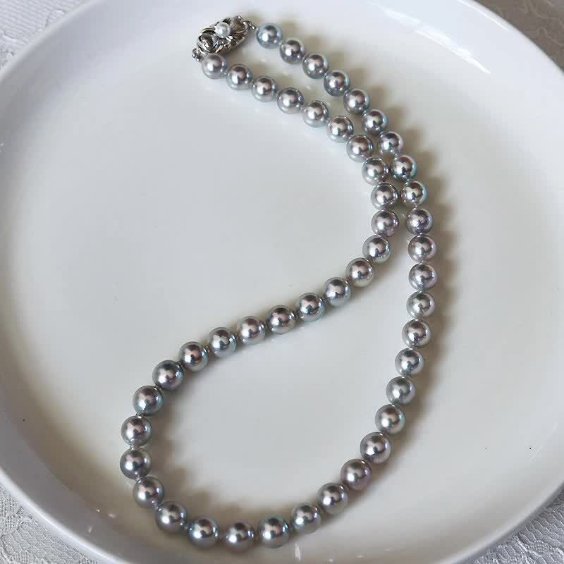 [Akoya pearl untoned] [7.5-8mm] [Natural blue] [42cm] [Pearl] [Necklace] Natural New product warranty Free shipping