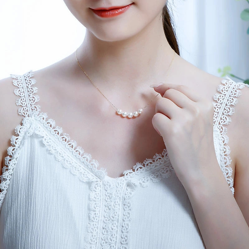 Akoya pearl necklace 6-7mm K18YG or K18WG 5 grain type pearl necklace through necklace