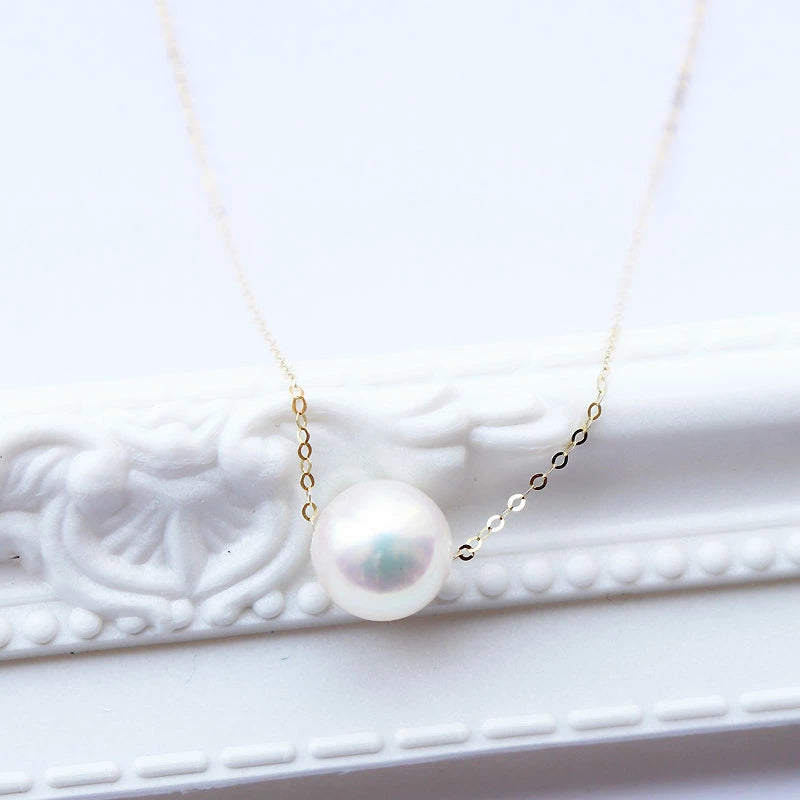 Hanadama class Akoya pearl necklace 8-8.5mm or 8.5-9mm K18YG or K18WG Solitary pearl pearl necklace Hanadama pearl through necklace