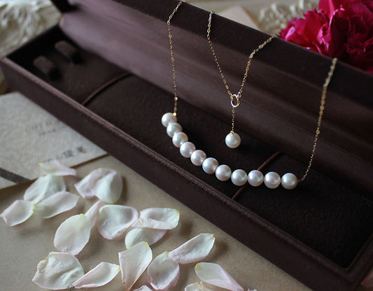 Pearl akoya [pearl necklace] Akoya pearl K18 necklace baby pearl station necklace [pearl necklace] pearl necklace Rakuten women's jewelry accessories seawater pearl
