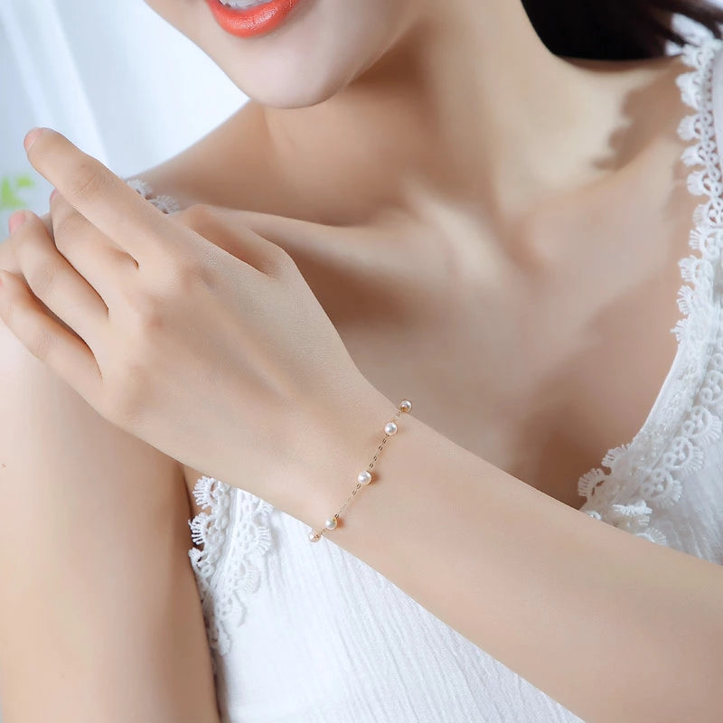Akoya pearl bracelet baby pearl 4-5mm K18YG or K14WG rare size