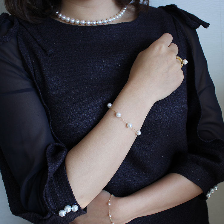 <tc>Akoya pearl bracelet [Akoya pearl 7-7.5mm] [Pearl station bracelet] K18YG [Yellow gold] K14WG [White gold] [Pearl] [Akoya pearl] Bracelet [Bracelet] [Pearl]</tc>