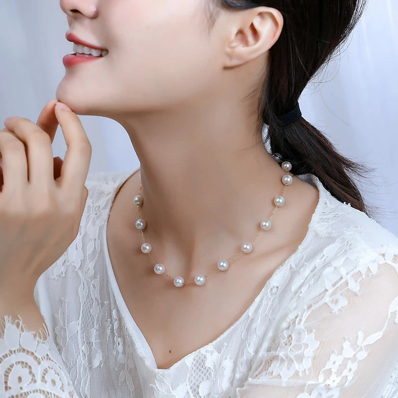 あこや真珠 海水真珠【アコヤ真珠】大珠【8-8.5mm】【真珠 ステーション ネックレス 45cm】【真珠】【パール】【ネックレス】【真珠 ネックレス】K18YG【イエローゴールド】 K14WG【ホワイトゴールド】